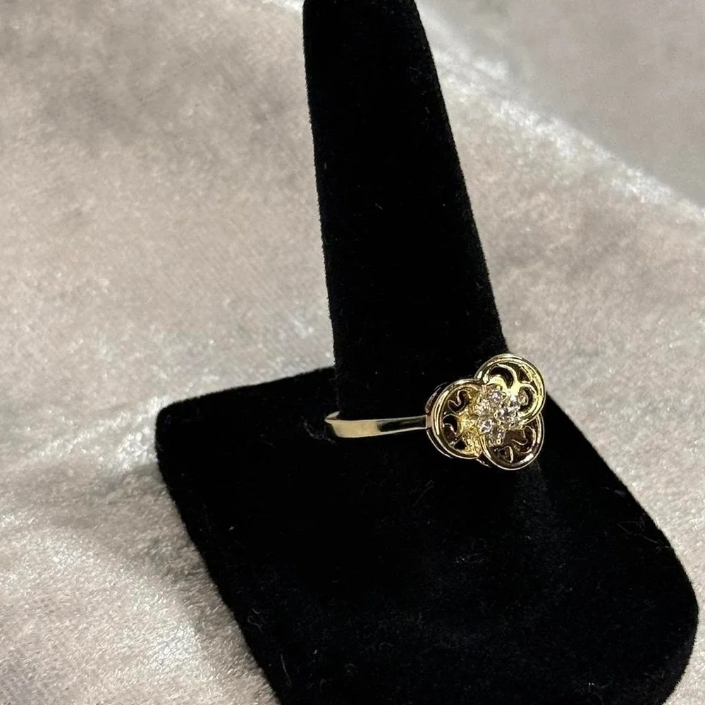 18K Gold Plated Stainless Steel CZ Ring Size 5 | Tarnish Resistant